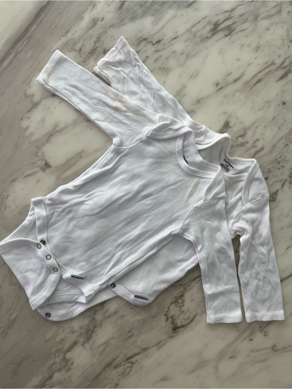 Gerber White Long-Sleeve Baby One-Piece Bodysuits - 2 Pack